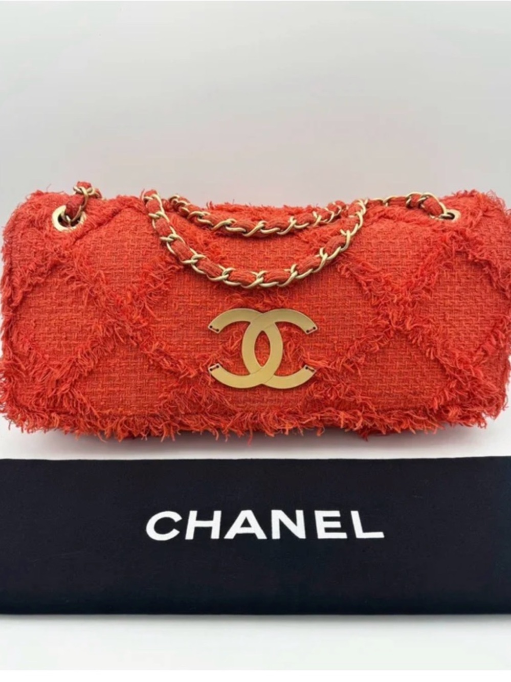 CHANEL Tweed Flap Shoulder Bag